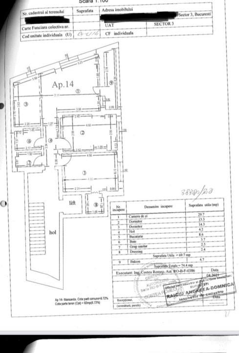 Apartament 3 cam 74MP | Stadion Olimpia | 4 locuri de parcare |  Bloc nou 2021 |